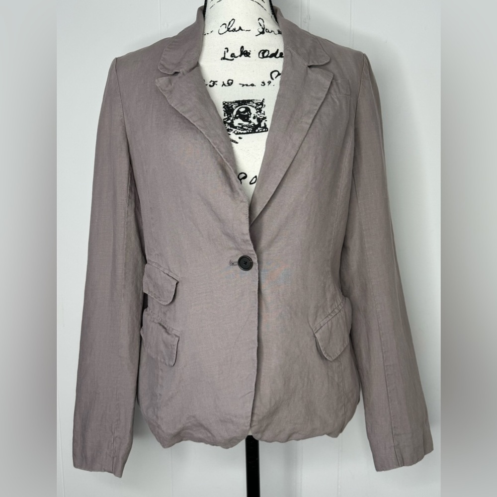 Loft 100% Linen Pewter Lined Blazer Size 4